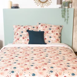 Parure de lit 260x240 cm Microfibre PLIS Orange 3 pièces