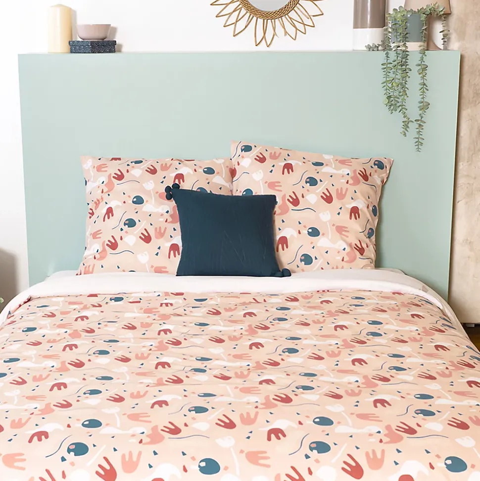 Parure de lit 260x240 cm Microfibre PLIS Orange 3 pièces