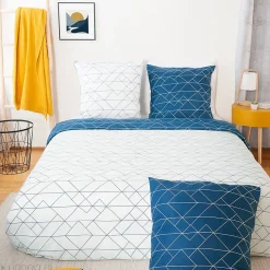 Parure de lit 240x220 cm microfibre LIST bleu 3 pièces