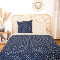 Parure de lit 240x220 cm Microfibre 50% recyclée FLENA Bleu 3 pièces