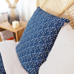 Parure de lit 240x220 cm Microfibre 50% recyclée FLENA Bleu 3 pièces