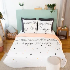 Parure de lit 240x220 cm microfibre POSITIVE blanc 3 pièces