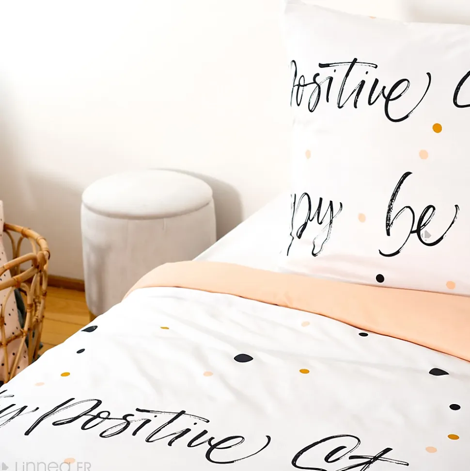 Parure de lit 140x200 cm microfibre POSITIVE blanc 2 pièces