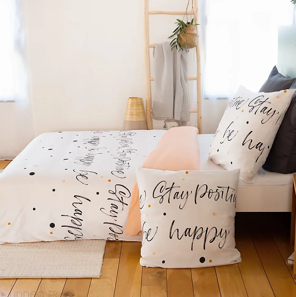 Parure de lit 140x200 cm microfibre POSITIVE blanc 2 pièces