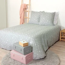 Parure de lit 260x240 cm microfibre PISA gris Perle