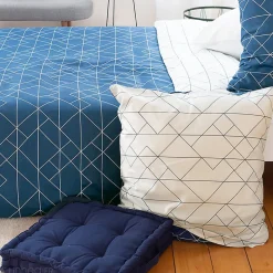 Parure de lit 140x200 cm microfibre LIST bleu 2 pièces