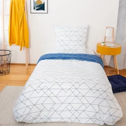 Parure de lit 140x200 cm microfibre LIST bleu 2 pièces