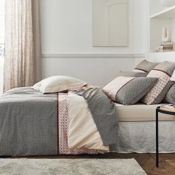 Parure de lit 140x200 cm percale coton GABIN marron Epice 2 pièces