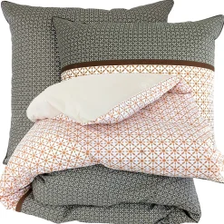 Parure de lit 140x200 cm percale coton GABIN marron Epice 2 pièces