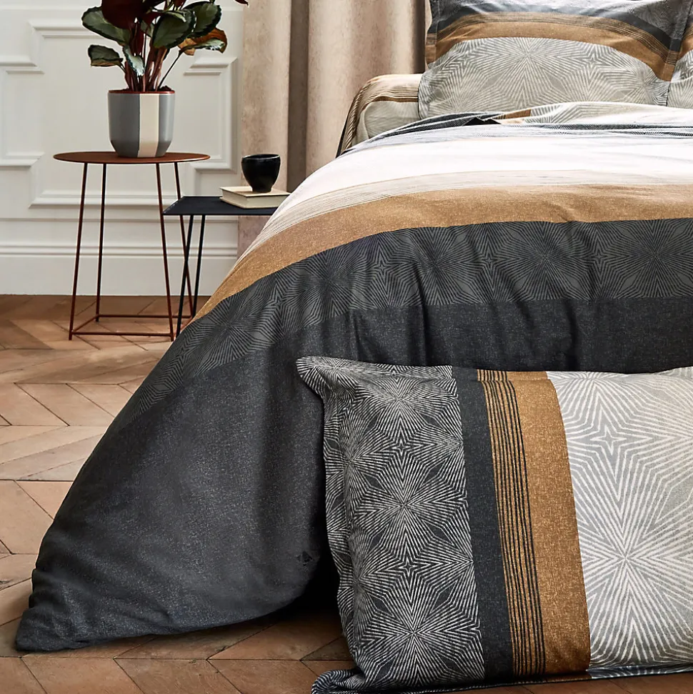 Parure de lit 300x240 cm satin de coton TIAGO noir