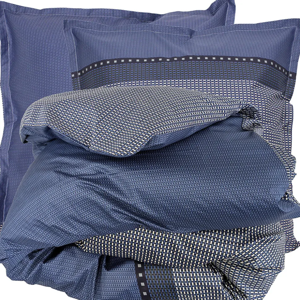Parure de lit 280x240 cm satin de coton ENZO bleu
