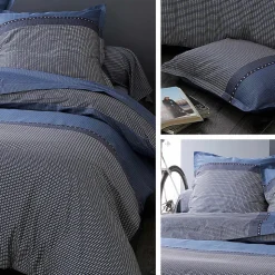 Parure de lit 280x240 cm satin de coton ENZO bleu