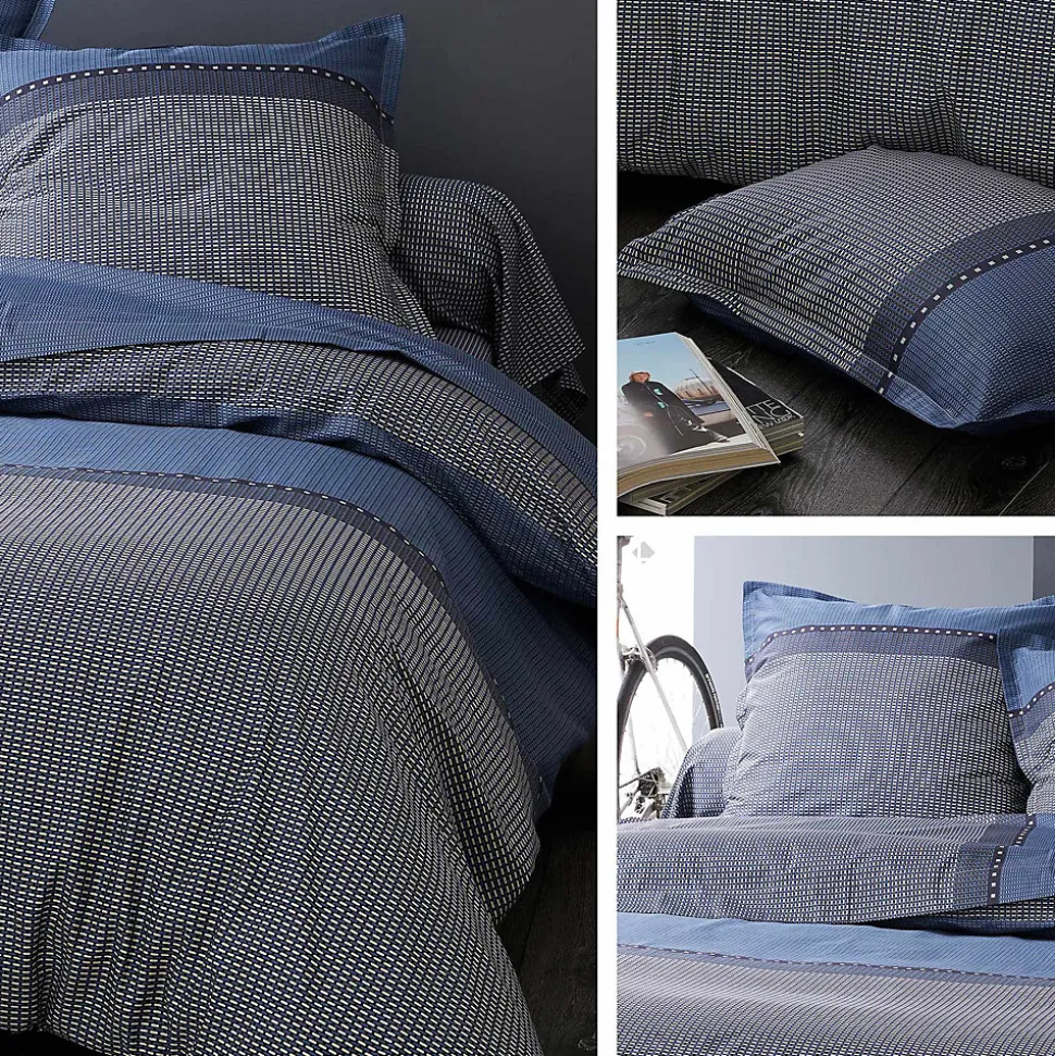 Parure de lit 280x240 cm satin de coton ENZO bleu