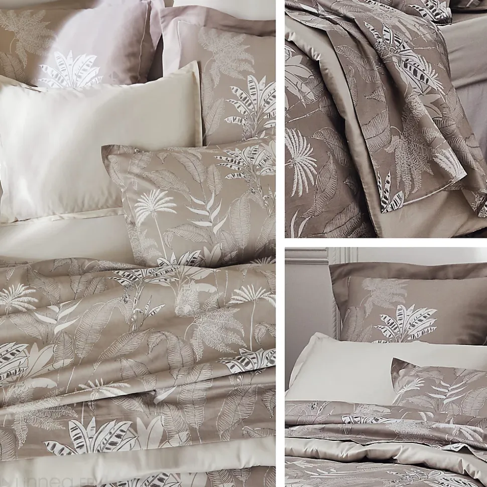 Parure de lit 140x200 cm satin de coton CAYENNE beige Ficelle 2 pièces