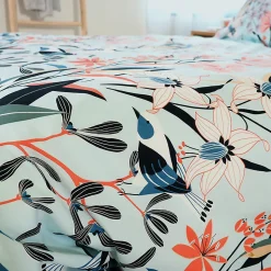 Parure de lit 260x240 cm Satin de coton PAYA Bleu 3 pièces