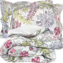 Parure de lit 200x200 cm satin de coton ANAÏS multicolore 3 pièces taies 50x70 cm