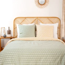 Parure de lit 240x220 cm Satin de coton ORIENT Vert 3 pièces