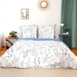 Parure de lit 240x220 cm Satin de coton FANILLE Blanc 3 pièces