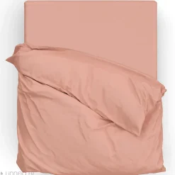 Parure de lit 240x220 cm satin de coton SAPRI rose thé 3 pièces