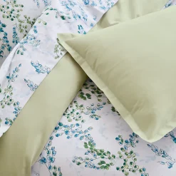 Parure de lit 240x220 cm satin de coton ANGÈLE vert tilleul 3 pièces