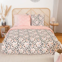 Parure de lit 260x240 cm Satin de coton JOY Rose 3 pièces