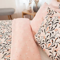 Parure de lit 260x240 cm Satin de coton JOY Rose 3 pièces