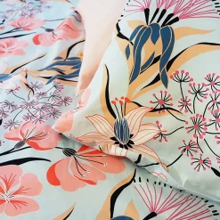 Parure de lit 240x220 cm Satin de coton PAYA Bleu 3 pièces