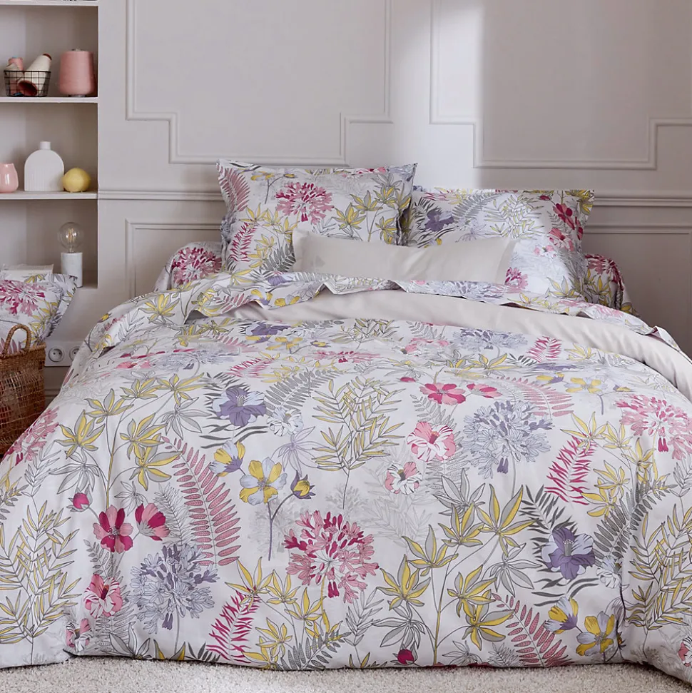 Parure de lit 240x220 cm satin de coton ANAÏS multicolore 3 pièces taies 50x70 cm