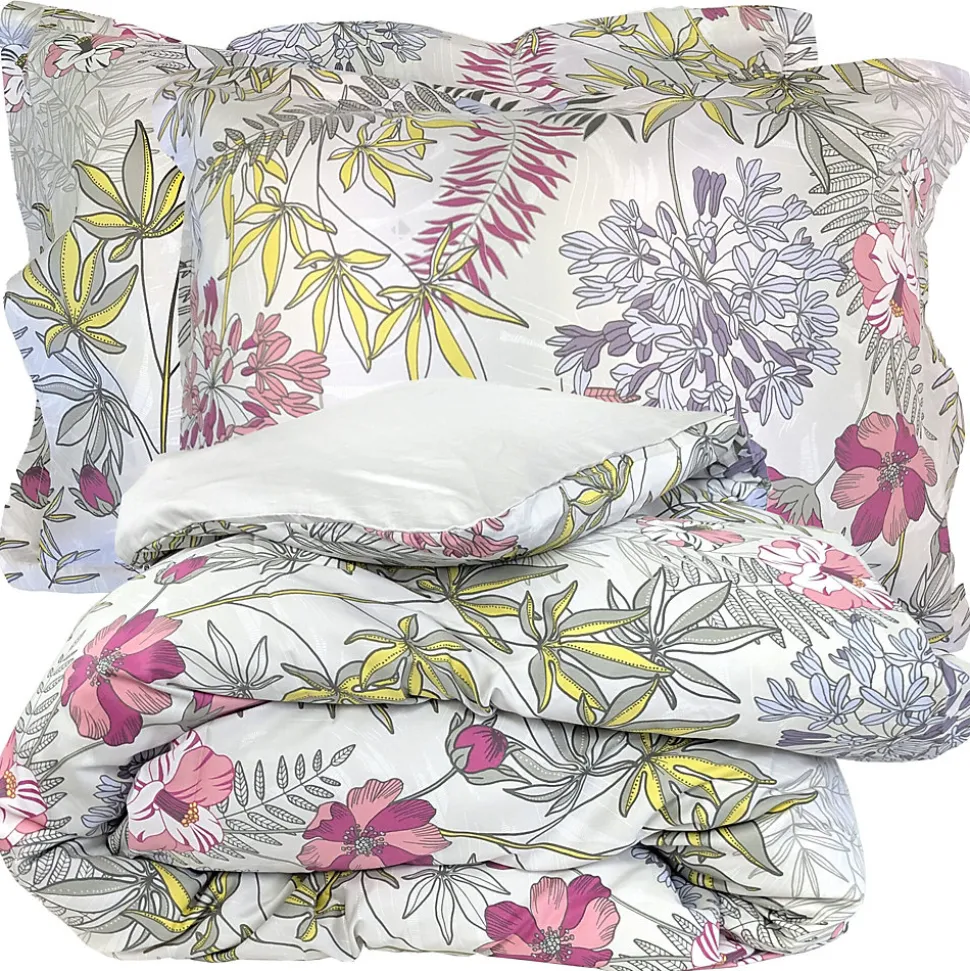 Parure de lit 240x220 cm satin de coton ANAÏS multicolore 3 pièces taies 50x70 cm