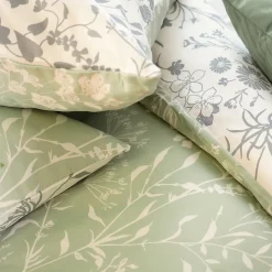 Parure de lit 240x220 cm Satin de coton SUSIE Vert 3 pièces