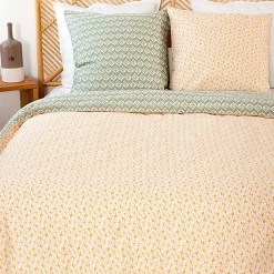 Parure de lit 260x240 cm Satin de coton ORIENT Vert 3 pièces