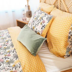 Parure de lit 240x220 cm Satin de coton WAYAN Vert 3 pièces