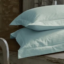 Parure de lit 280x240 cm set 65x65 satin CONCERTO rayures vert Lichen