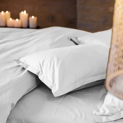 Parure de lit 240x220 cm set 65x65 cm percale MANOIR gris Perle