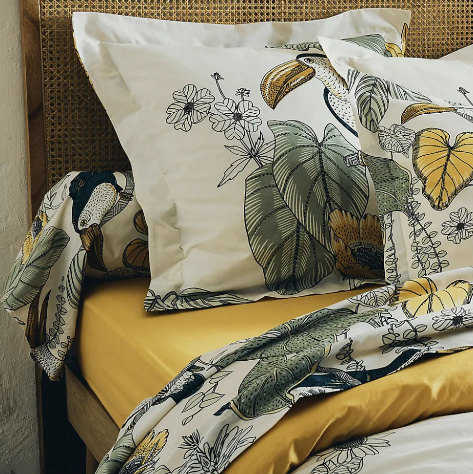 Parure de lit 300x240 cm 65x65 cm coton TOCO vert 3 pièces