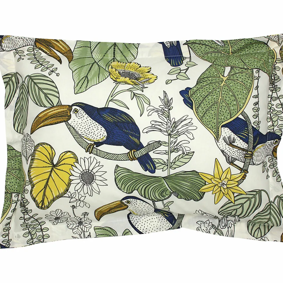 Parure de lit 260x240 cm 50x70 cm coton TOCO vert 3 pièces