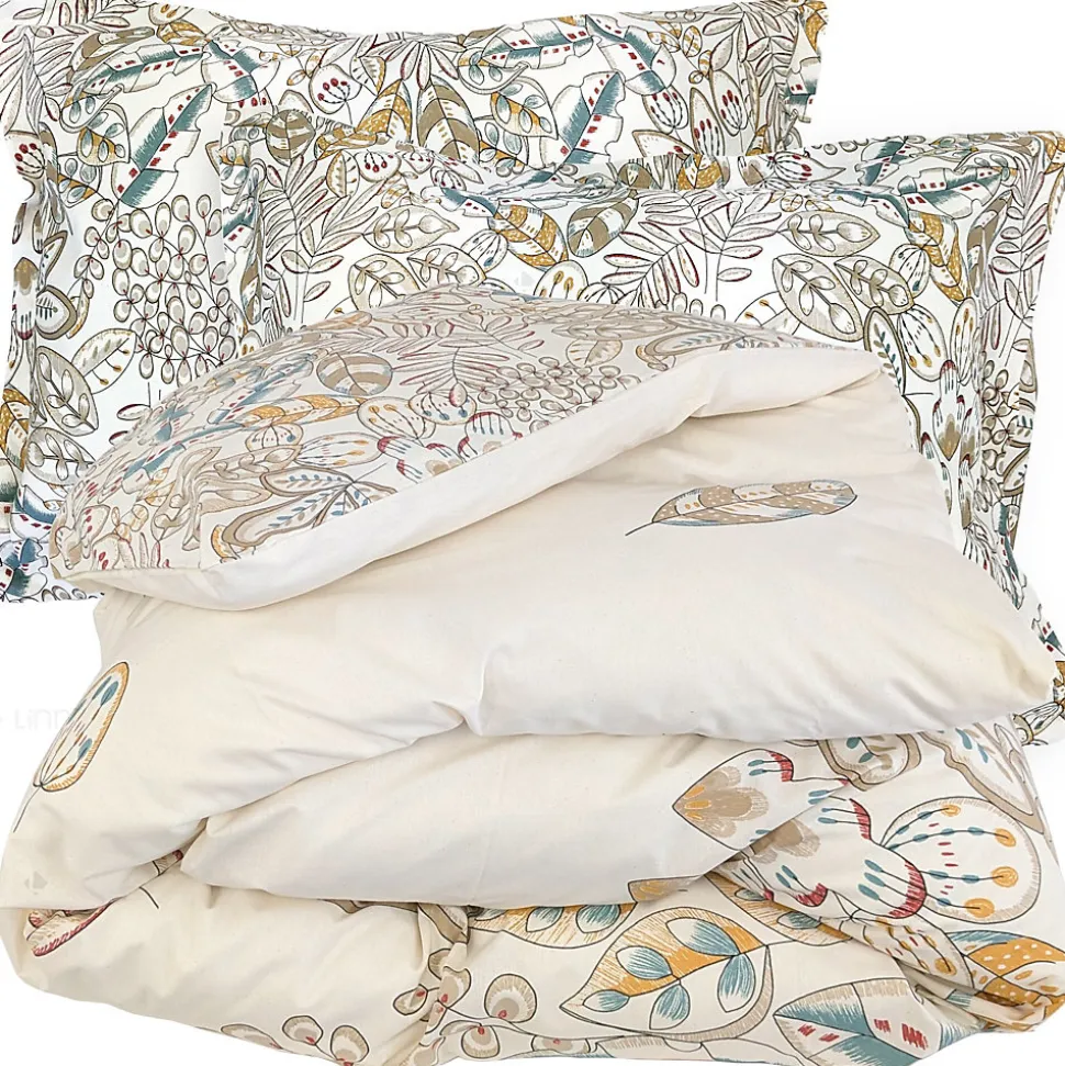 Parure de lit 280x240 cm 50x70 cm coton OKY écru Naturel 3 pièces