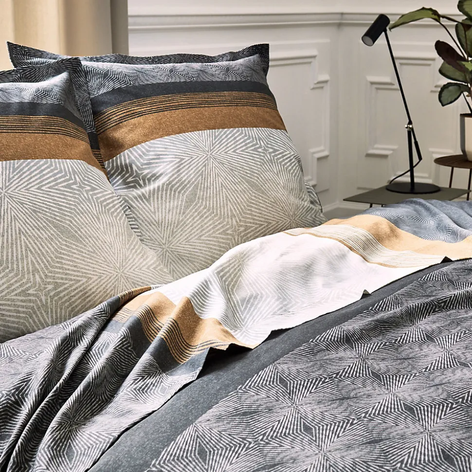 Parure de lit 260x240 cm 50x70 cm en satin de coton TIAGO noir