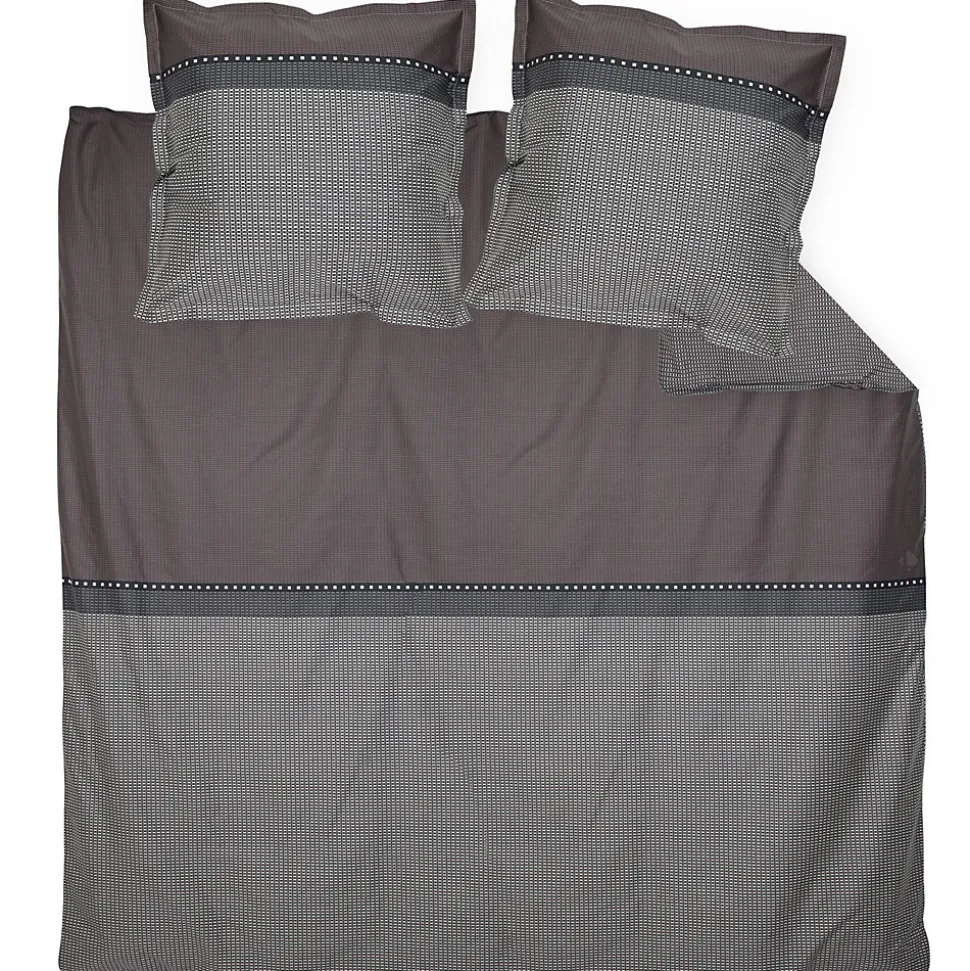 Parure de lit 240x220 cm 50x70 cm en satin de coton ENZO noir