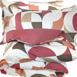 Parure de lit 260x240 cm 50x70 cm percale MODULO acajou 3 pièces