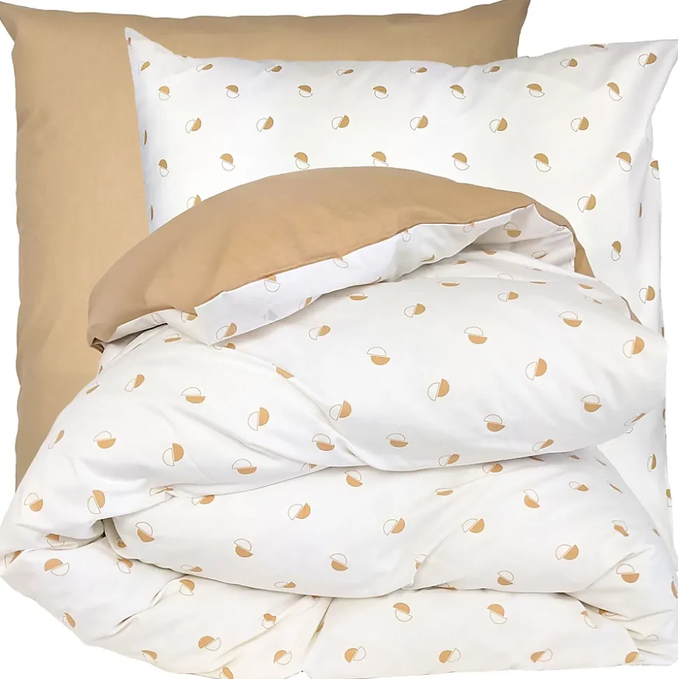 Parure de lit 300x240 cm 65x65 cm percale de coton ALEX marron Moka 3 pièces