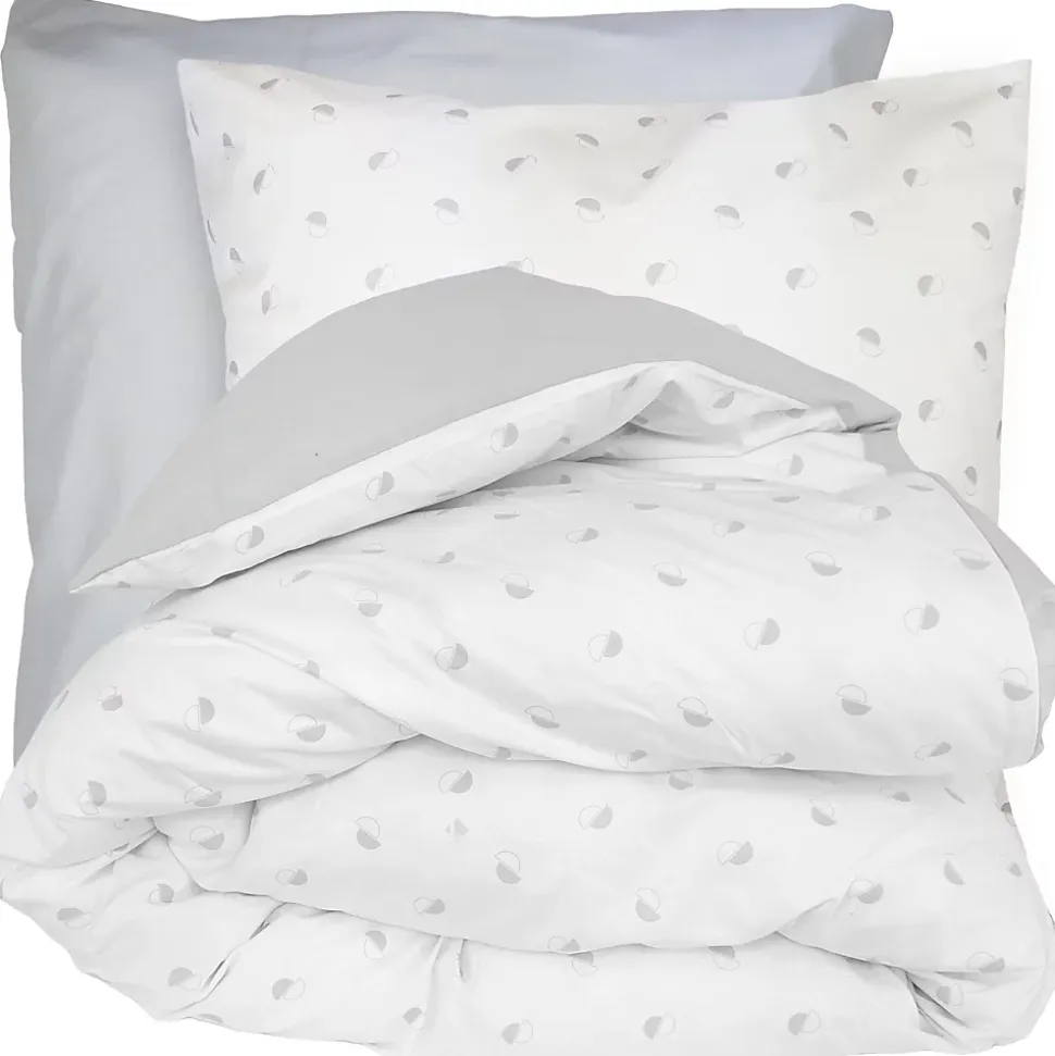 Parure de lit 280x240 cm 65x65 cm percale de coton ALEX gris Nuage 3 pièces