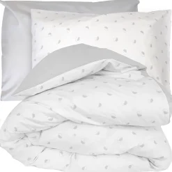 Parure de lit 260x240 cm 50x70 cm percale ALEX gris Nuage 3 pièces