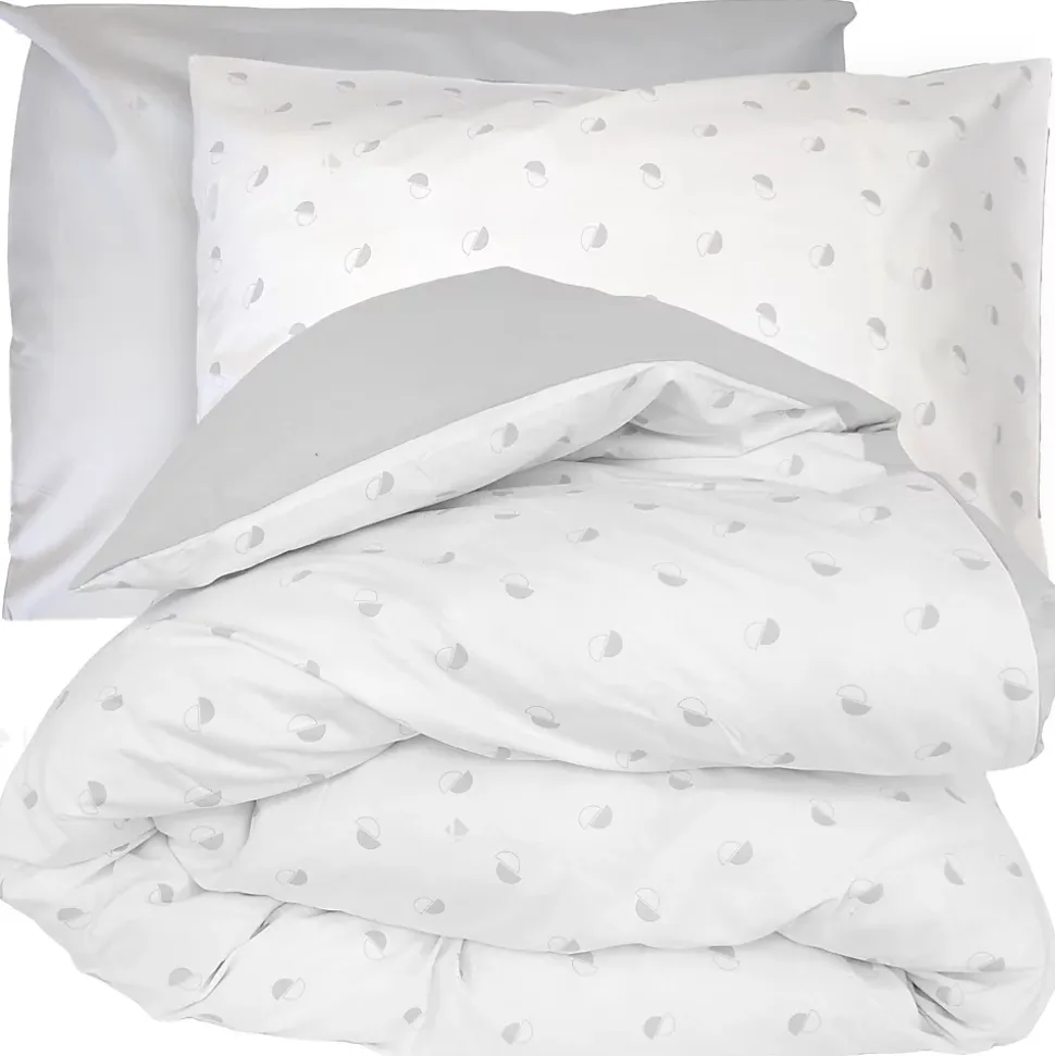 Parure de lit 260x240 cm 50x70 cm percale ALEX gris Nuage 3 pièces