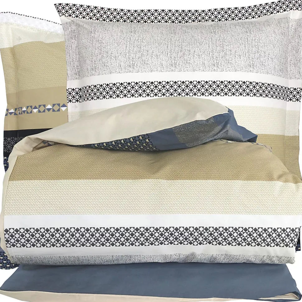 Parure de lit 240x220 cm 65x65 cm percale coton MARLOW acier