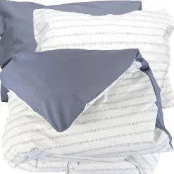 Parure de lit 260x240 cm 50x70 cm percale GABY bleu Baltique 3 pièces