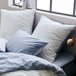 Parure de lit 260x240 cm 50x70 cm percale GABY bleu Baltique 3 pièces