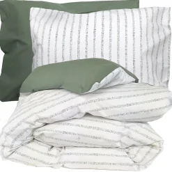 Parure de lit 240x220 cm 50x70 cm percale GABY vert Kaki 3 pièces