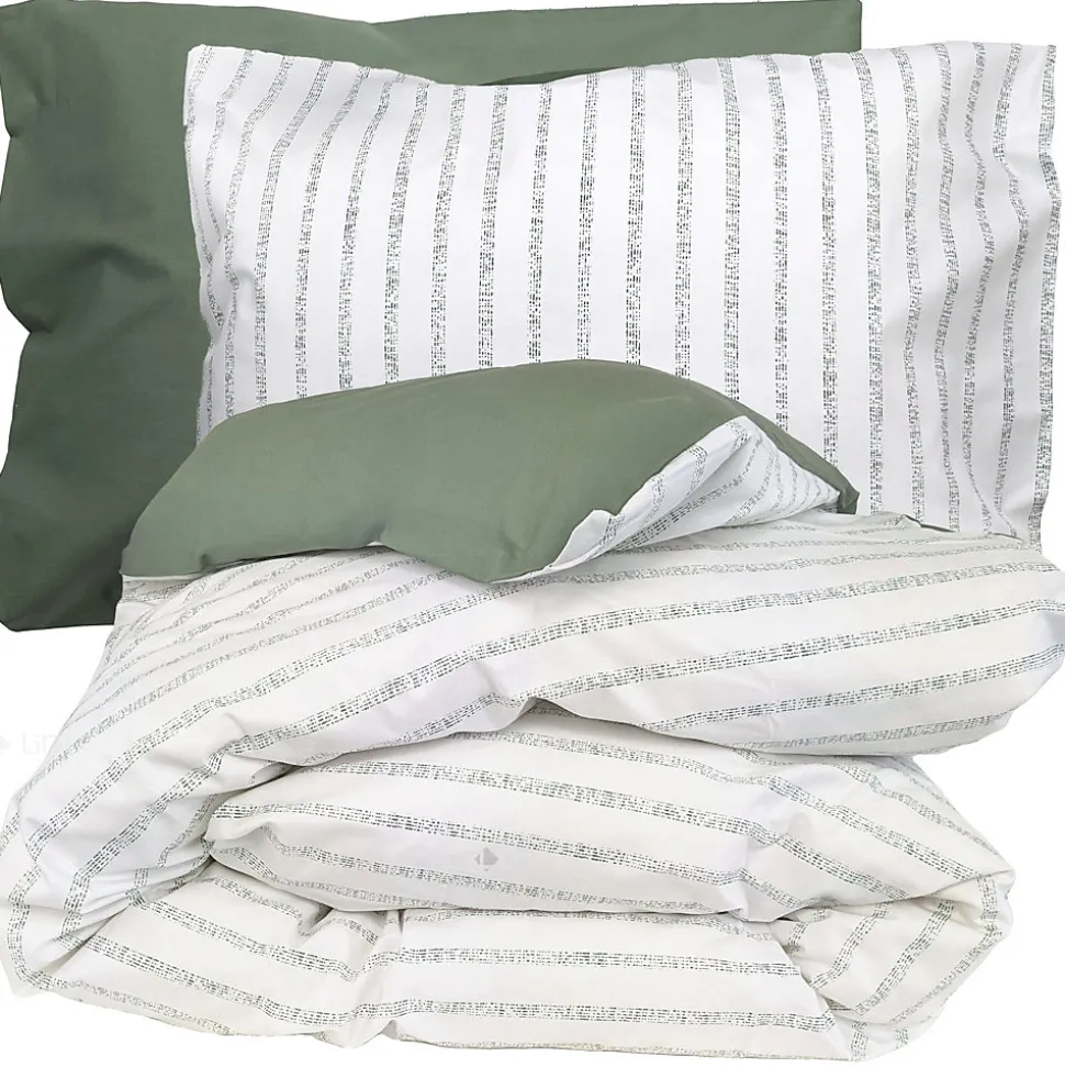 Parure de lit 240x220 cm 50x70 cm percale GABY vert Kaki 3 pièces