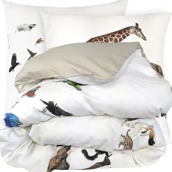 Parure de lit 140x200 cm 65x65 cm percale de coton NOÉ blanc 2 pièces